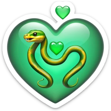 Snake and a green heart in a hologram  sticker