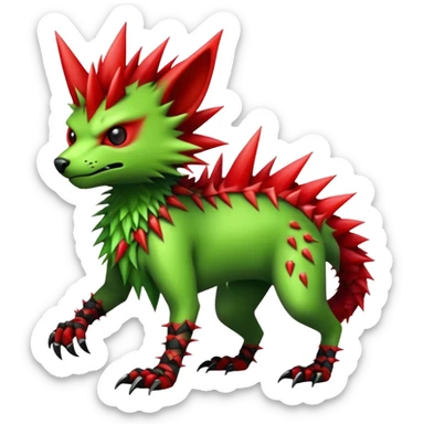 Cool Edgy Green Red ethereal badass punky Fionbri-Vernid-Trico-animal-creature full body sticker