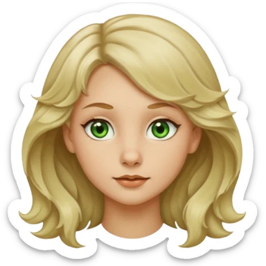 two girls. 1# girl: blonde long hair a bit wavy, green eyes, small button nose, very pale skin.  2# girl: short brown hair (wolfcut), brown eyes but a little green in them, very small button nose. sticker