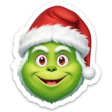 Create an emoji of the grinch from the grinch who stole christmas ith a Santa hat sticker