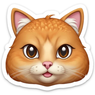 A shy but handsome turkey cat with a uni-brow batting his lashes and blushing sticker