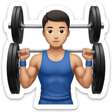 The young Asian guy is working out in gym sticker