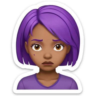 black girl with purple hair and a disgusted face  sticker