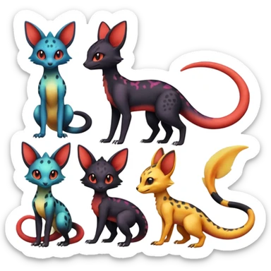 magma-gradients-colored Salandit-Umbreon-Genet-Noivern-Noibat-Serval-Hybrid (Full body) sticker