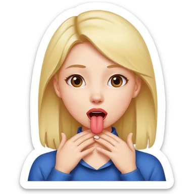 girl with her hands around her neck sticking tongue out  sticker