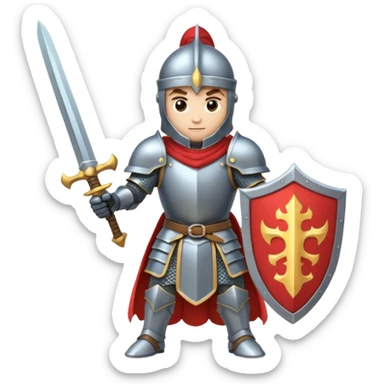 Battle mage: a knight in armor wielding both sword and magic sticker