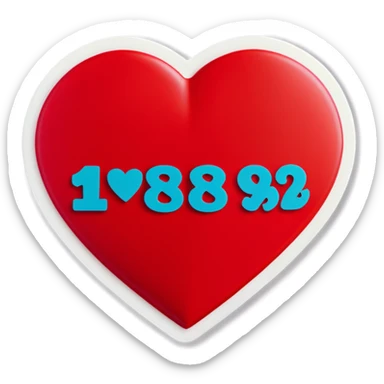 Two red heart shapes joined together with the numbers 1982 sticker