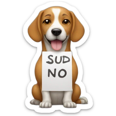 dude wearing a dog suit with a sign sticker