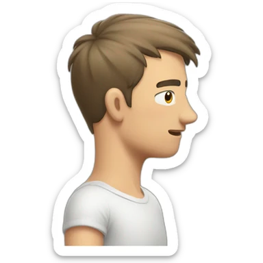 a guy who rubs the back of his head because he is uncomfortable and has an awkward expression on his face sticker