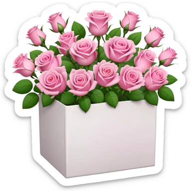 bouquet of pink 25 roses in a white box sticker
