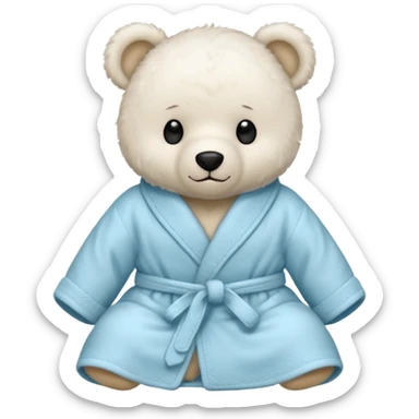 white teddy bear sitting bathrobe sticker