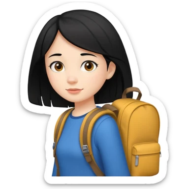 girl with black hair leaving home sticker