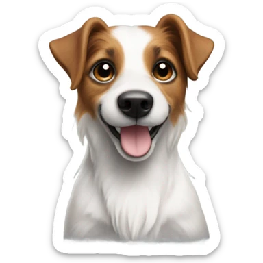 long hair jack russell dog with a black spot on its back  sticker