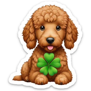 Large male Red golden doodle with green clover  sticker