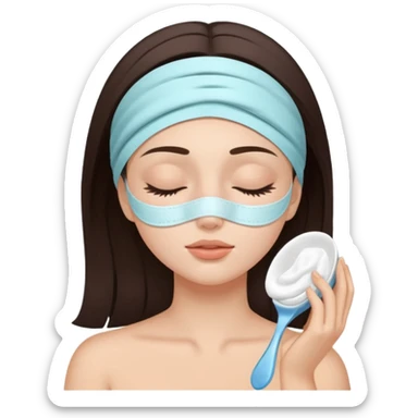 girl brunette getting a deep facial cleansing eyes closed sticker