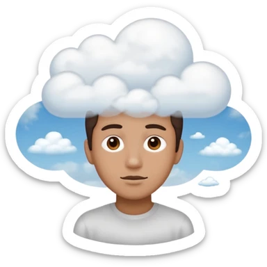zoned out face with clouds floating around its head as if you are spaced out sticker