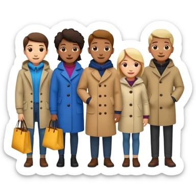 people waiting to enter a store without bags sticker