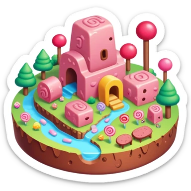 kawaii style SPAM MEAT candy land landscape  sticker