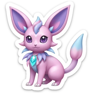 Shiny Cool Sparkly Cute Ethereal Espeon-Sylveon-Nidorino-Fakemon-hybrid-fusion- full body sticker