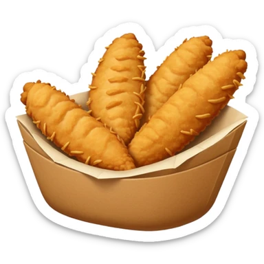 5 breaded chicken tenders in a paper food boat  sticker