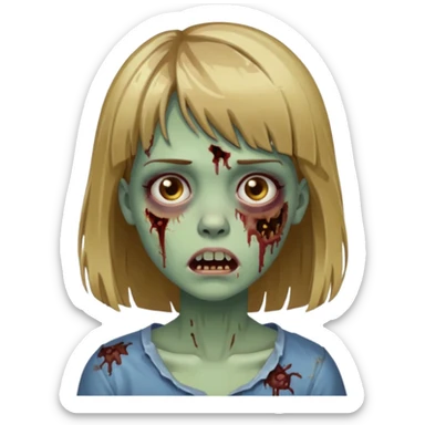 faça uma garota zumbi de cabelo castanho com mechas loiras e com franja sticker