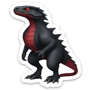 cool edgy black and dark-red Dark-type nargacuga reptile Pokémon full body sticker