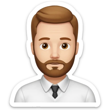 A white guy with coolers and white collar t shirt and the beard for him is at the chin area only sticker