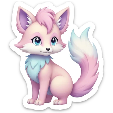 Kawaii bright fantasy ethereal anthro fursona Fakemon with tufted tail  sticker