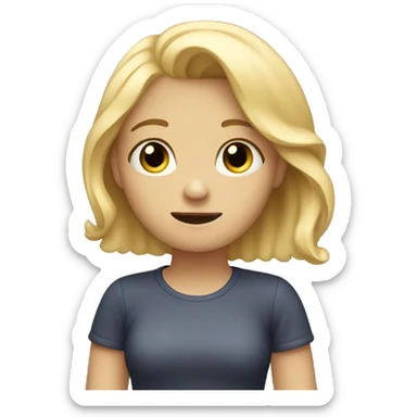 a sad girl with blonde hair waving goodbye sticker