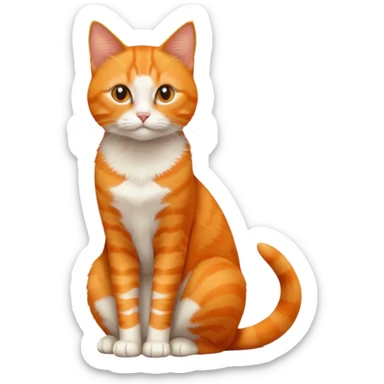 full body solid orange domestic shorthair slim cat sitting sticker