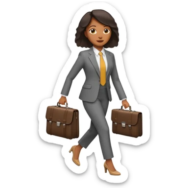black woman in a smart suit and shoes, walking briefcase in hand emoji style sticker