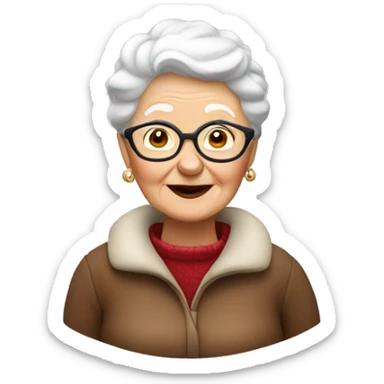 White grandma on reindeer  sticker