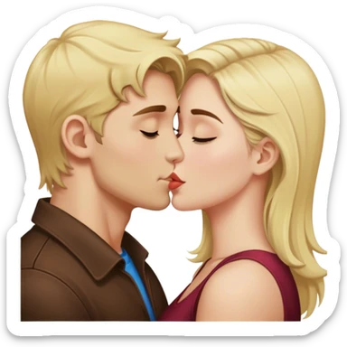 A blonde guy kissing a brunette girl sticker