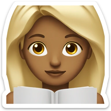 Blonde girl brown eyes studying sticker