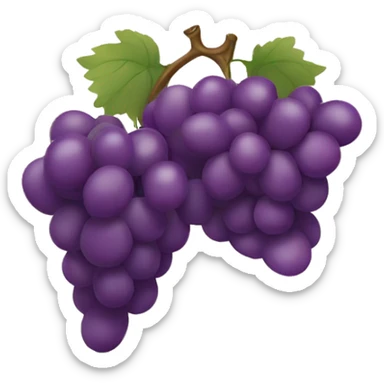 In the style of an emoji, there a single bunch of purple grapes in which each of the individual grapes are best friends with each other. They are looking at each other smiling, laughing and having fun sticker