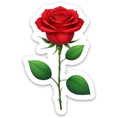 Generate a high-quality image of a single rose flower with stem and leaves, realistic color and shading, smooth gradient colors, no human figures, no facial features, no brand markings, simple white background, high-resolution.
 sticker