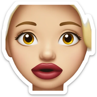 emoji with lips puckered long lashes showing nails sticker