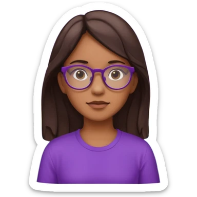 Chica de pelo moreno con gafas, lleva camisa violeta. Piel morena clara. Con Torre de Hércules de la Coruña detrás sticker