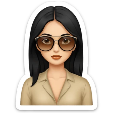 Photo of Victoria secret model, black hair posing with sunglasses  sticker