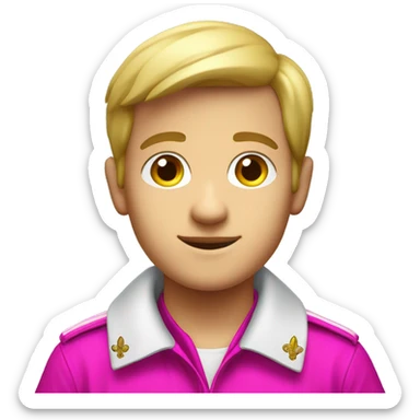 Italian white boy scout with blue shirt and a Neon Fuchsia foulard sticker
