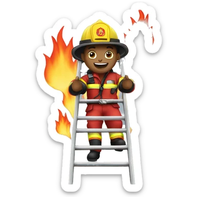 Fire fighter on a ladder sticker