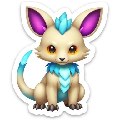 Cute cool colorful fantasy animal hybrid Fakemon full body sticker