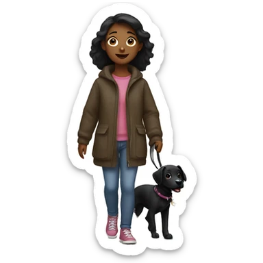 Girl with a black dog walk sticker