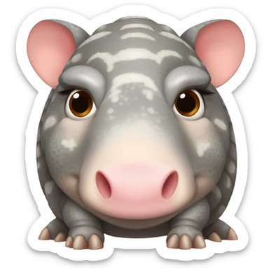 Mottled speckled gray brown chubby armadillo pig and cute tiny eyes sticker
