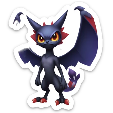 Edgy Cool Kawaii Litten-Noivern-Noibat-Absol-Pokémon Full Body sticker