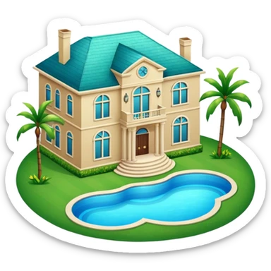 A mansion with a pool sticker