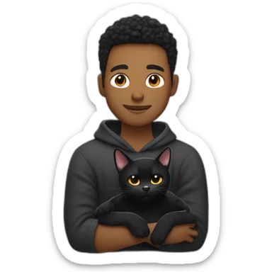 man in tracksuit cradling black cat like a baby sticker