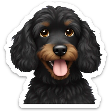 Black fluffy Doxiepoo sticker