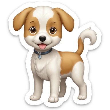 a full body white beagle x maltese x chi dog the size of a kelpie with light brown ears and a light brown patch on one eye sticker