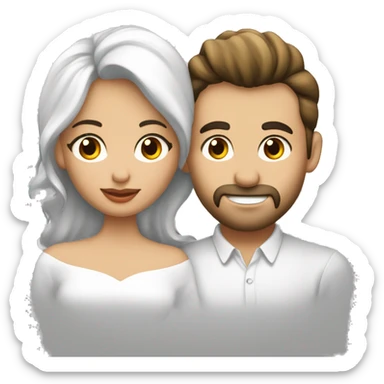 beso pareja mujer blanca pelo lacio y hombre moreno pelo rizado sticker